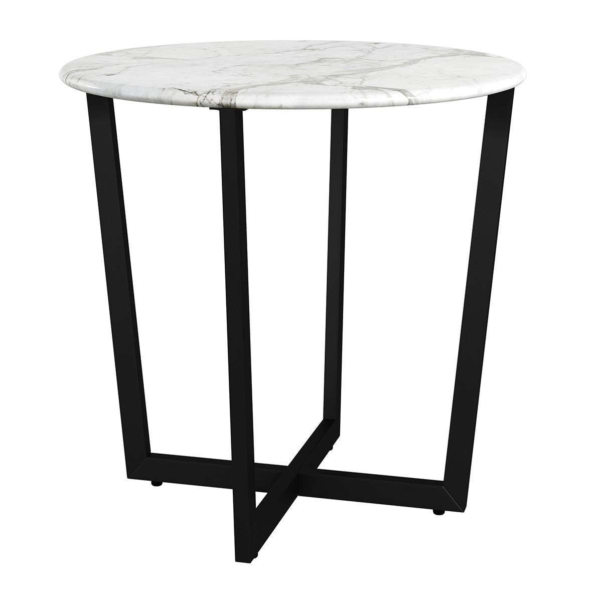 Mod Geo Black and White Round Faux Marble Side Table