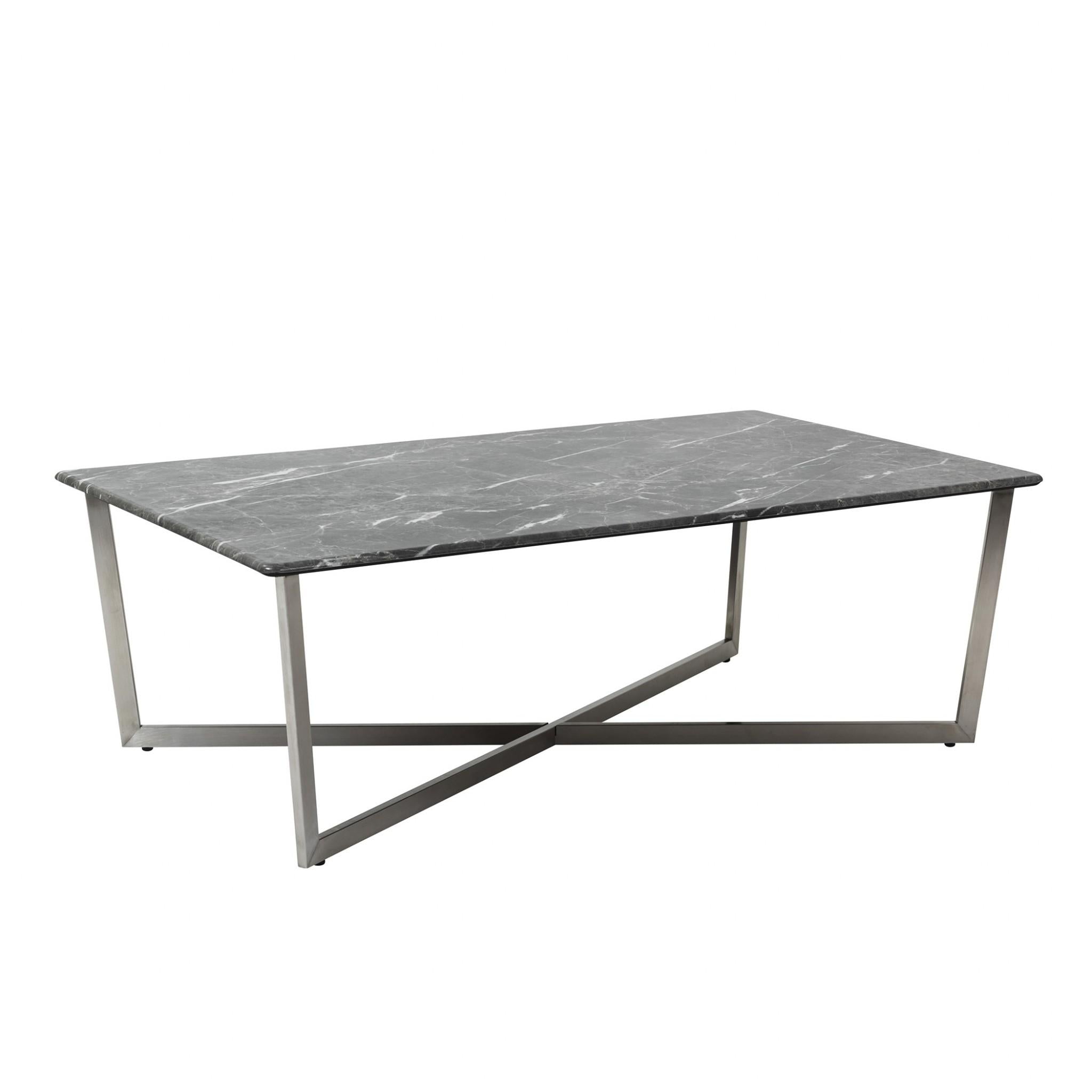 Black on Stainless Faux Marble Coffee Table