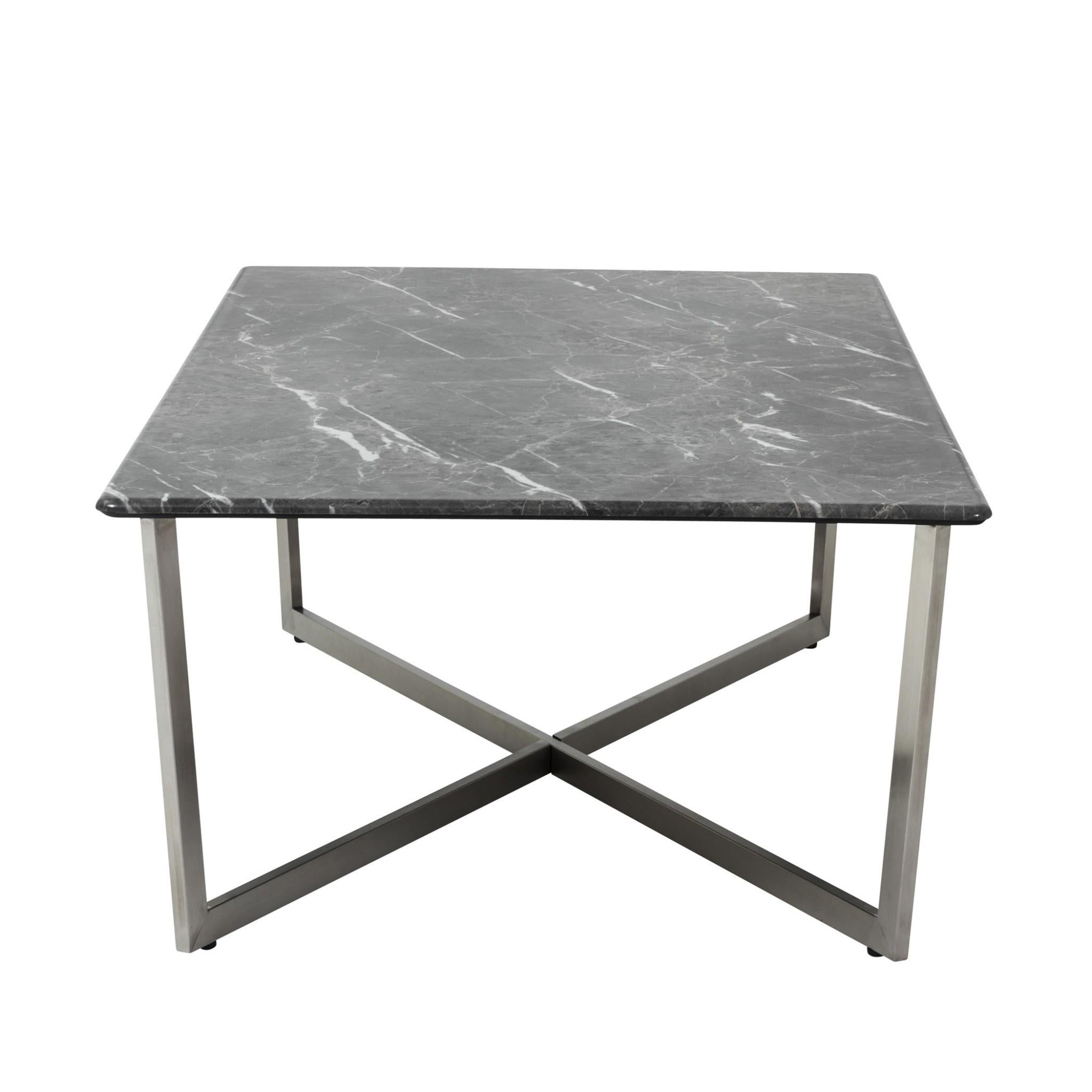 Black on Stainless Faux Marble Coffee Table