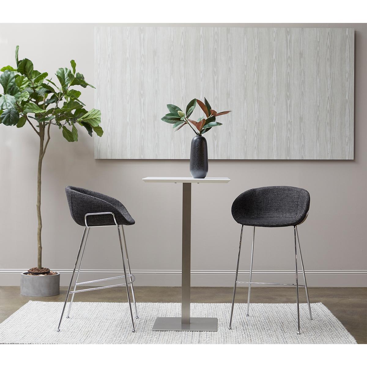 Set of Two Black and Chrome Scoop Bar Stools