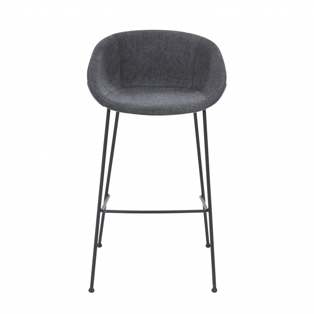 Set of Two Gray and Chrome Scoop Bar Stools