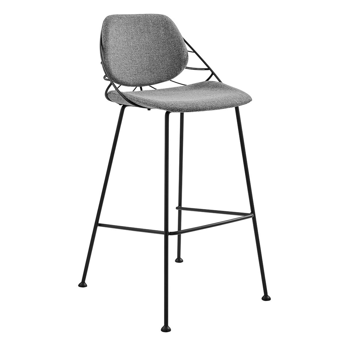 Set of Two Leaf Framed Gray Bar Stools