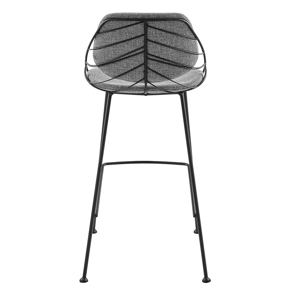 Set of Two Leaf Framed Gray Bar Stools