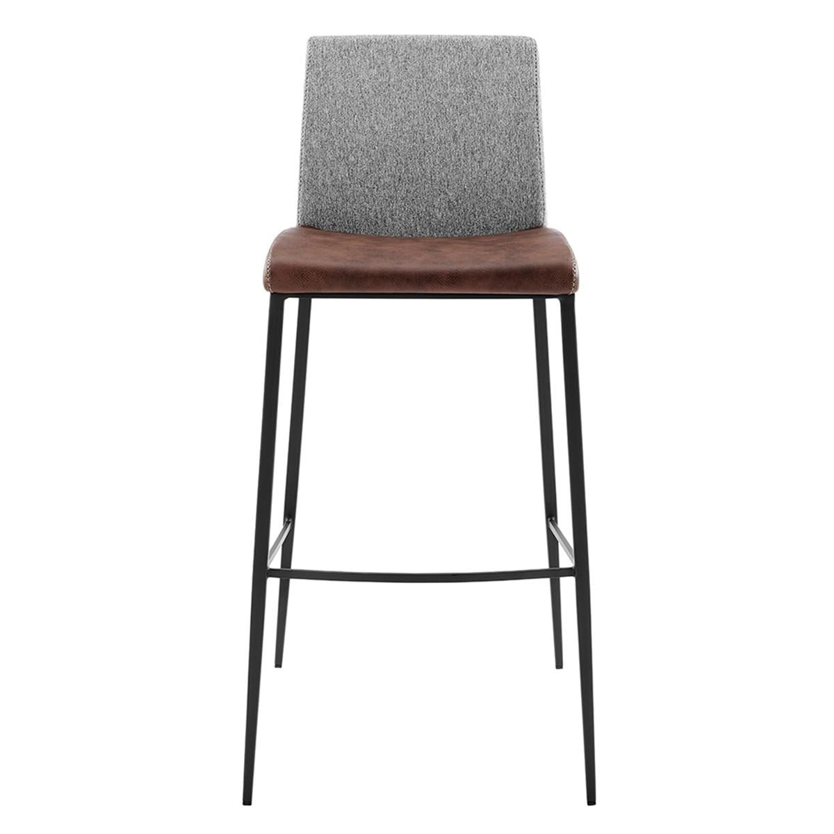 Set of Two Brown and Gray Bar Stools