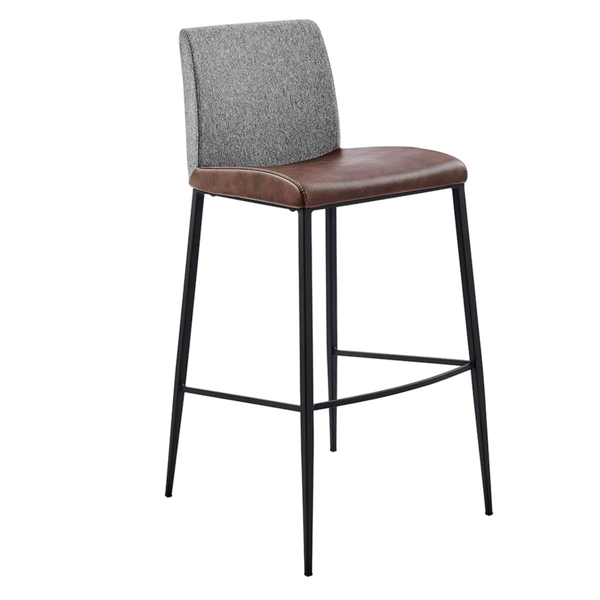 Set of Two Brown and Gray Bar Stools