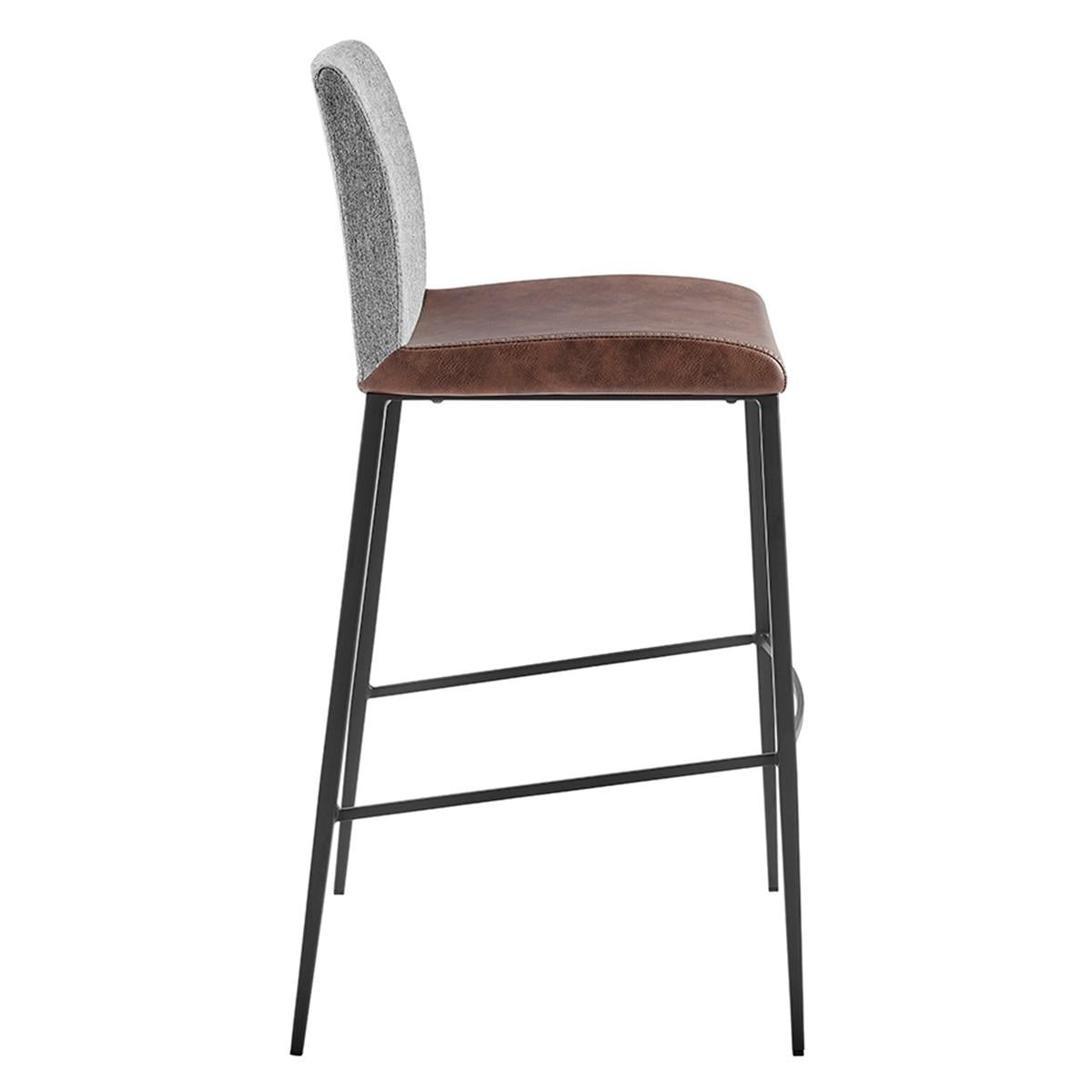 Set of Two Brown and Gray Bar Stools