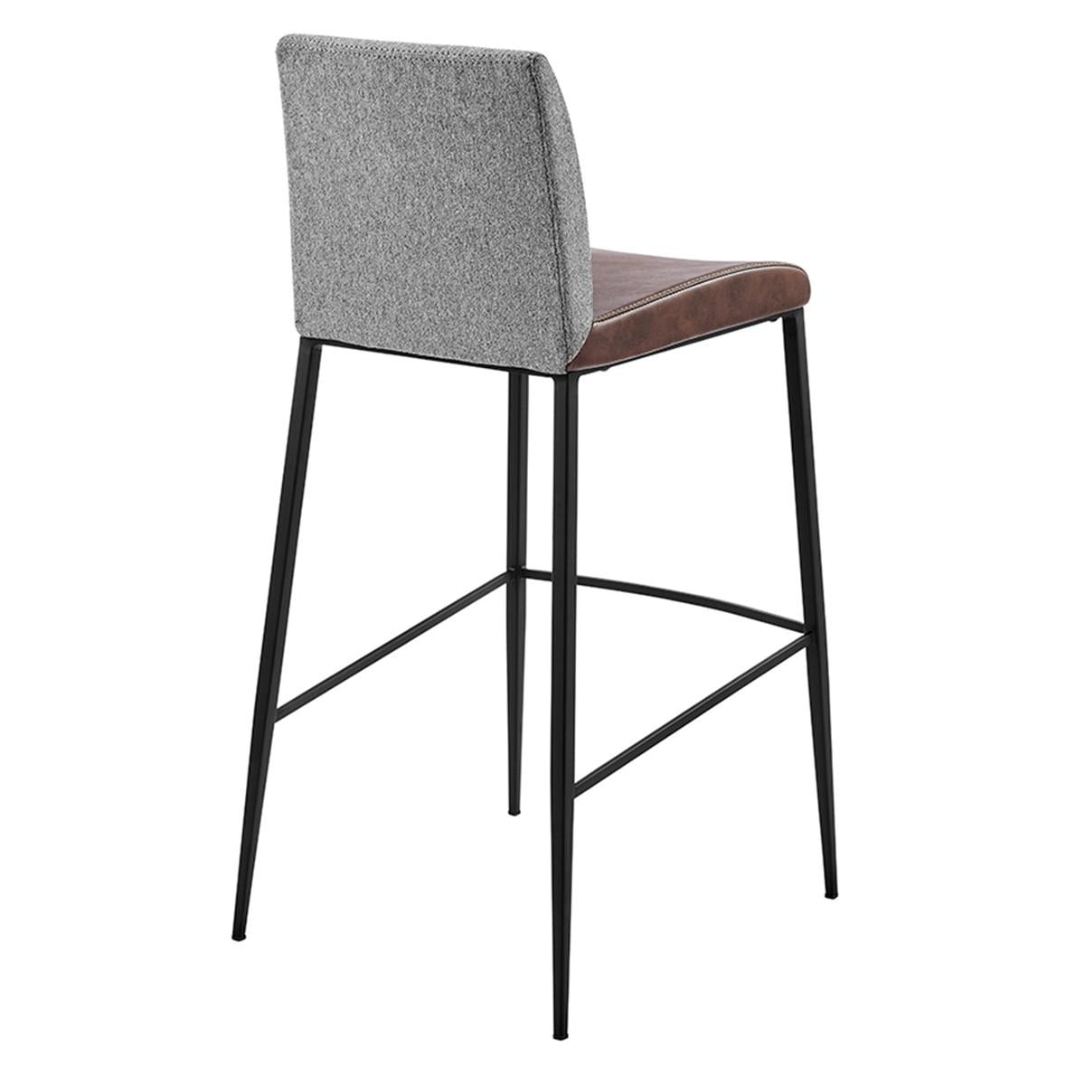 Set of Two Brown and Gray Bar Stools