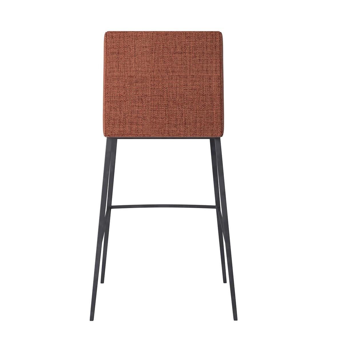 Set of Two Brown Faux Leather and Fabric Counter Stools