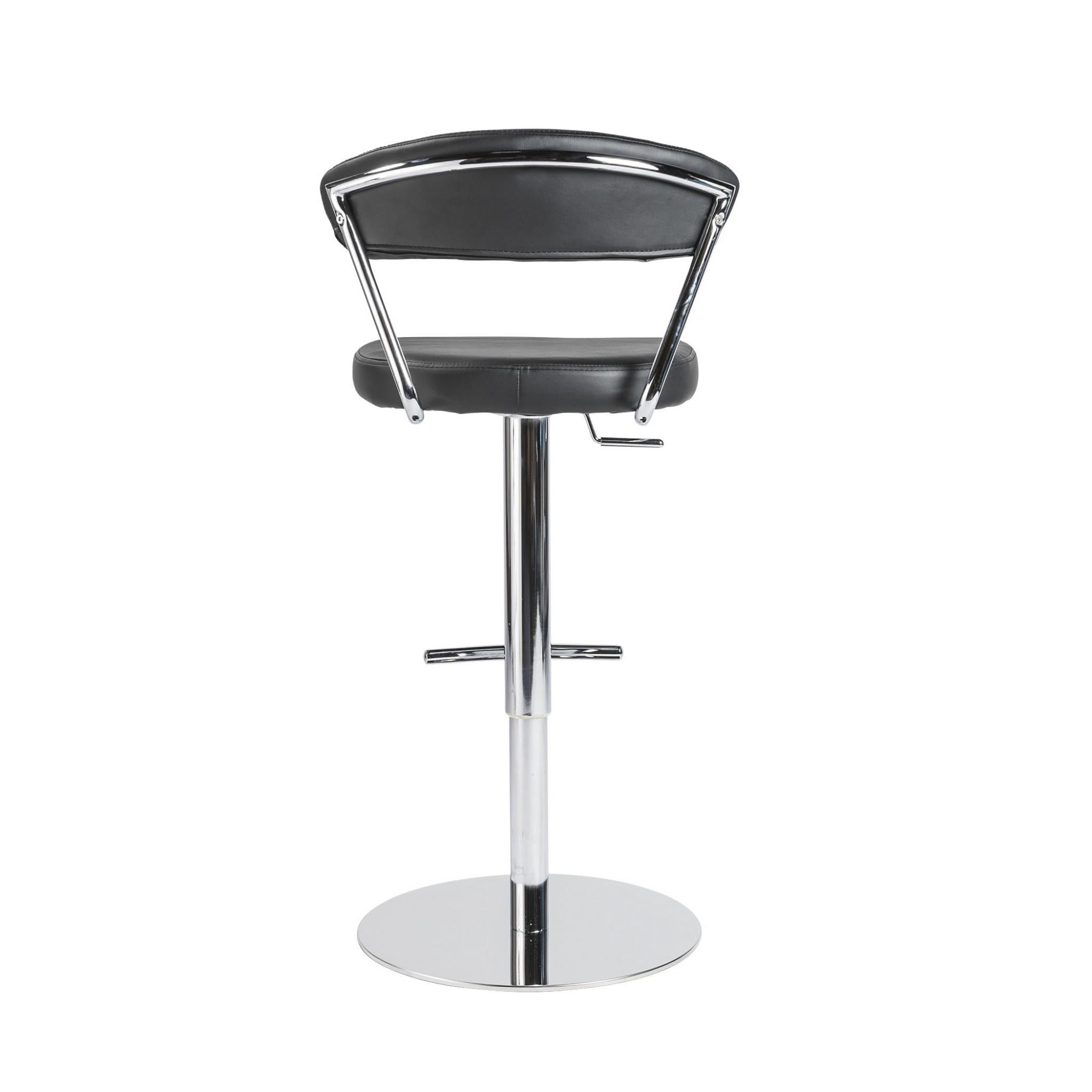 Adjustable Swivel Black Faux Leather Aluminum Stool