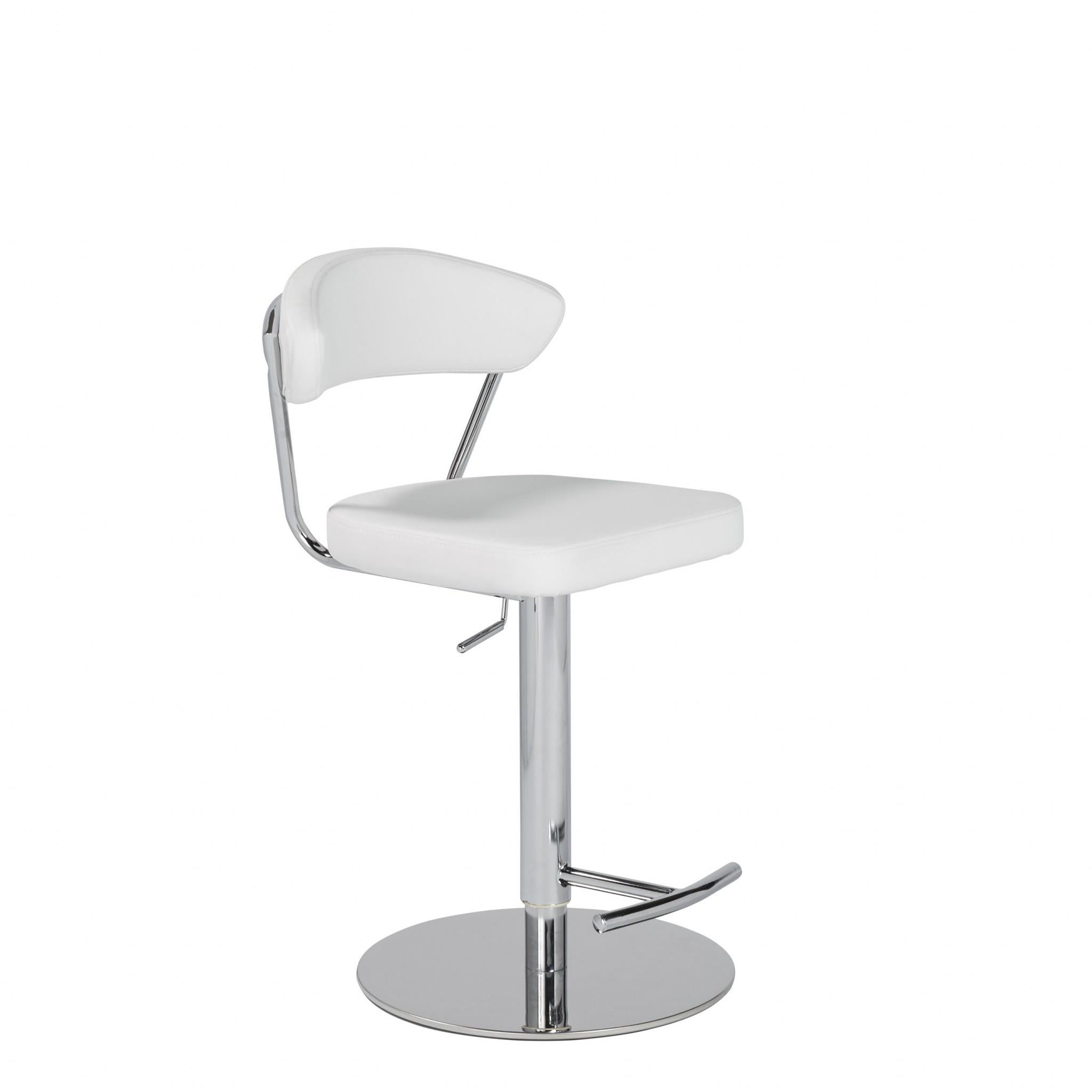 Adjustable Swivel White Faux Leather Aluminum Stool