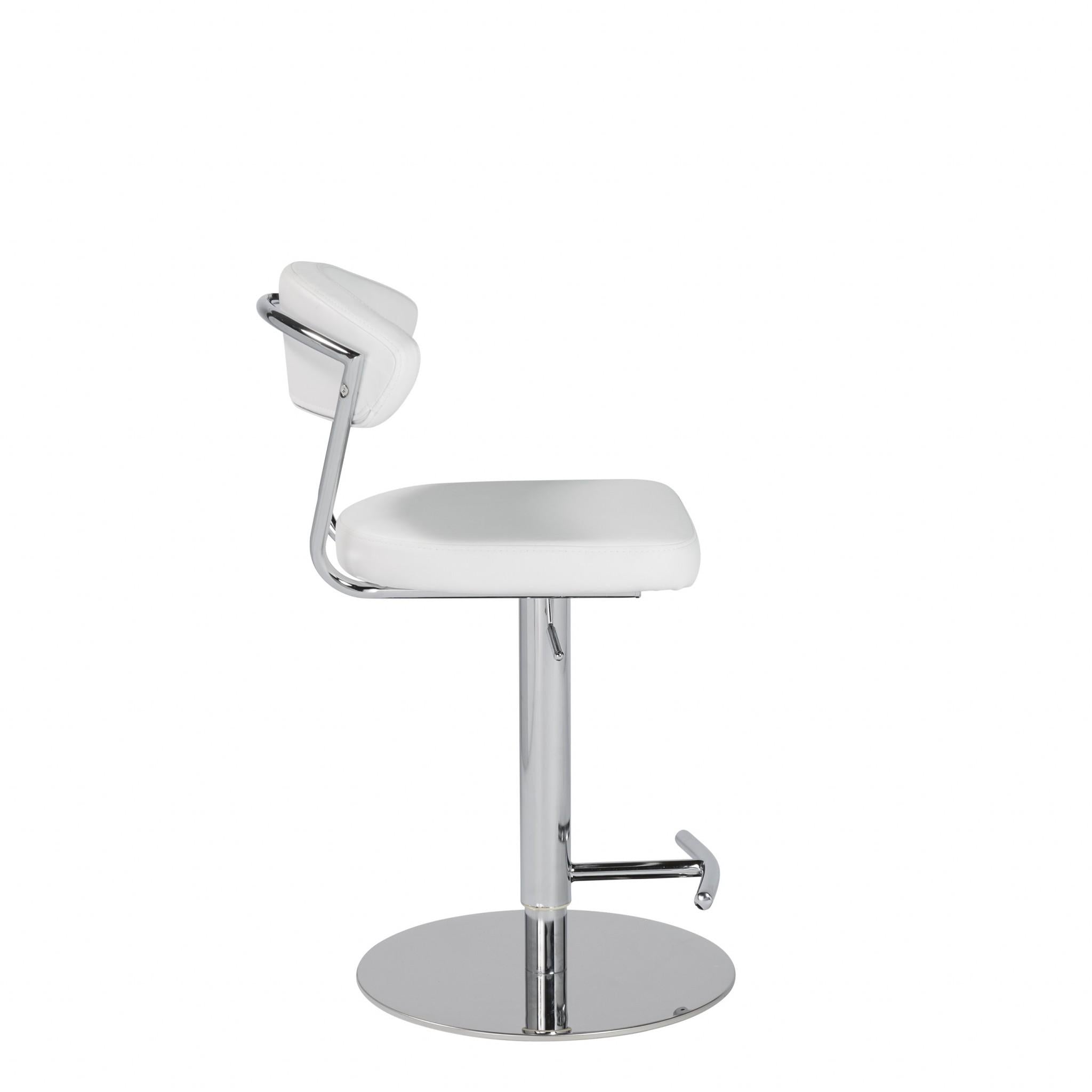 Adjustable Swivel White Faux Leather Aluminum Stool