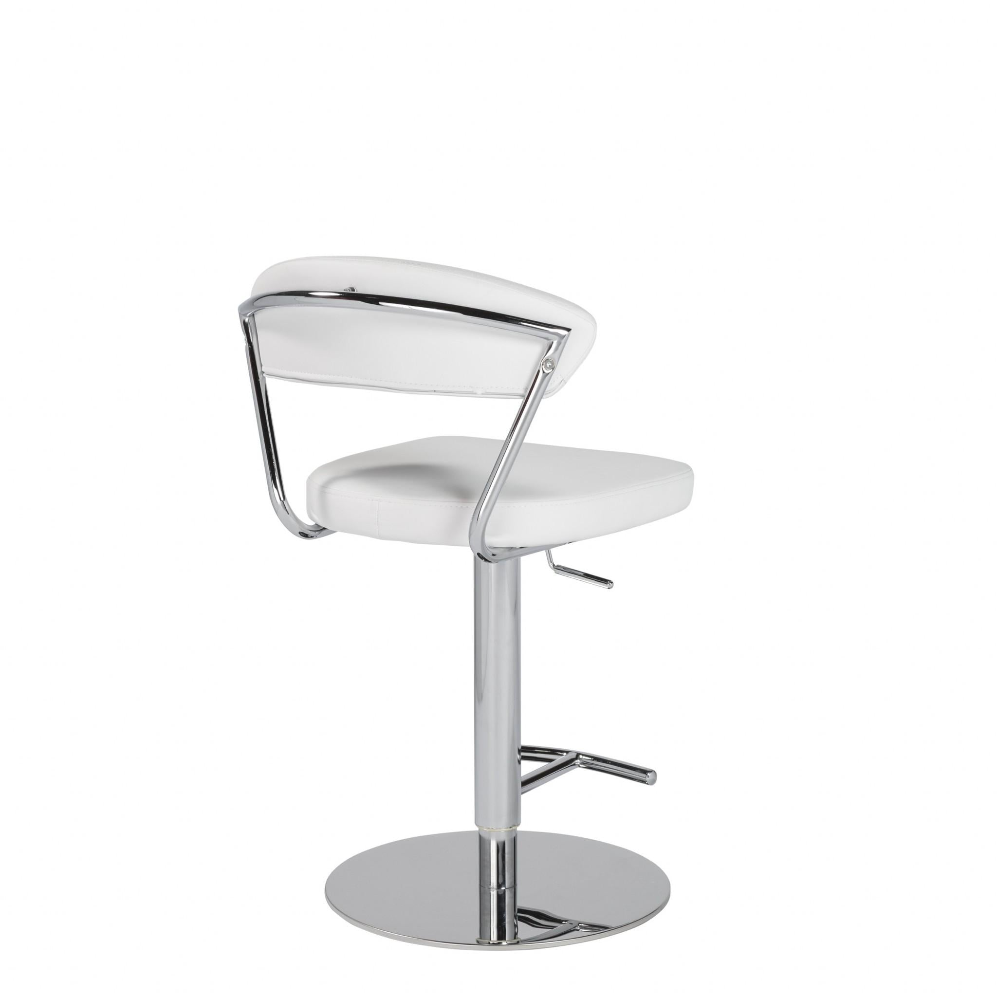 Adjustable Swivel White Faux Leather Aluminum Stool