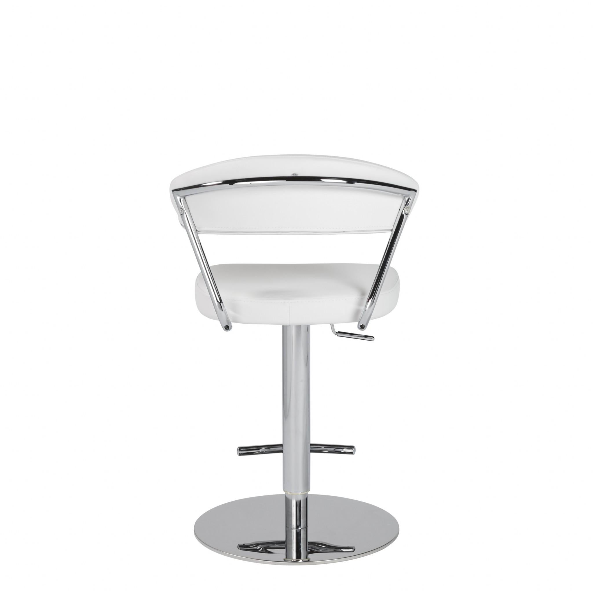 Adjustable Swivel White Faux Leather Aluminum Stool