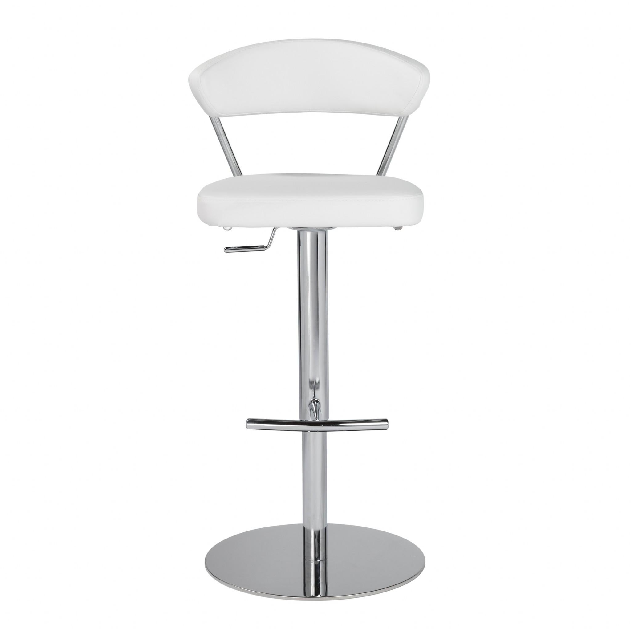 Adjustable Swivel White Faux Leather Aluminum Stool