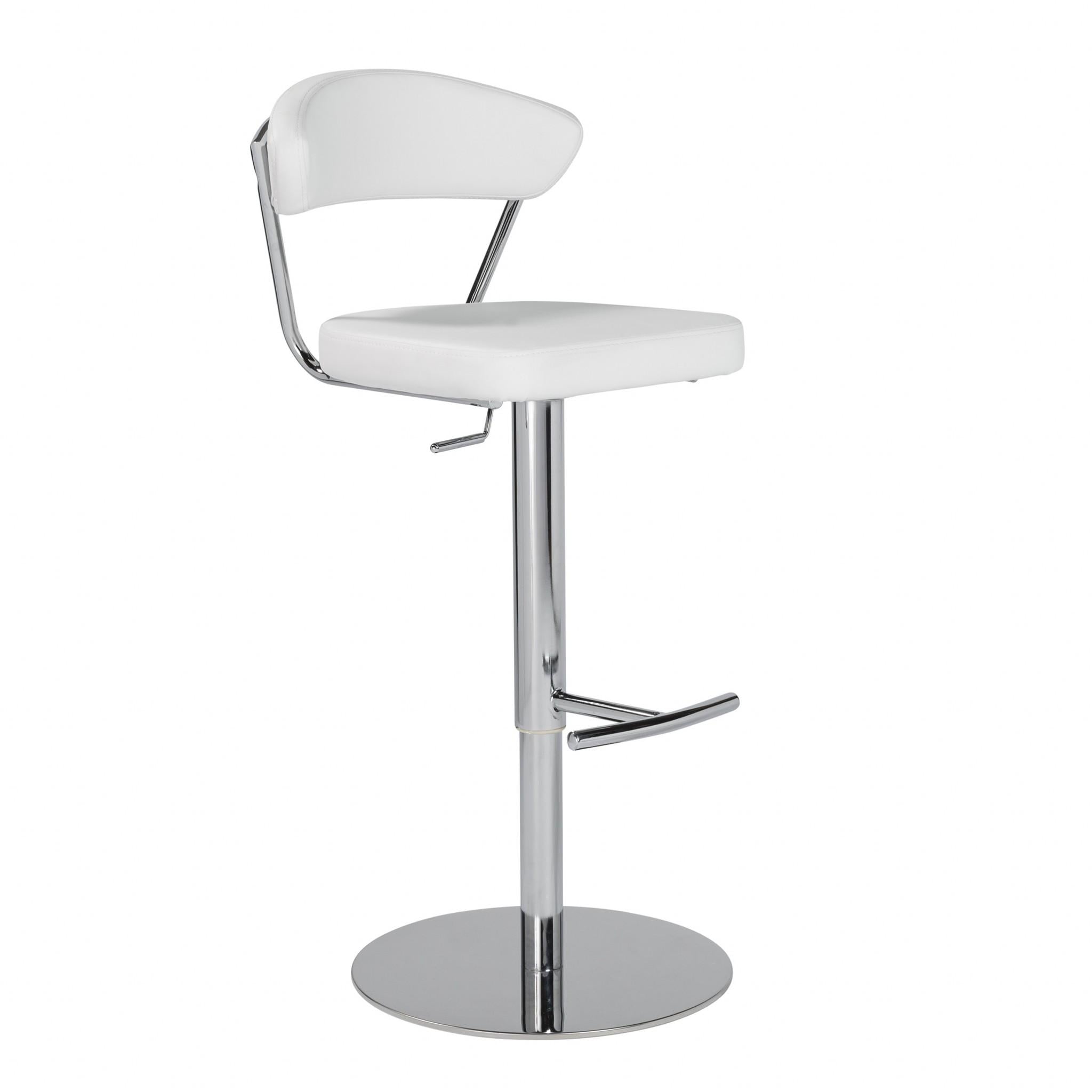 Adjustable Swivel White Faux Leather Aluminum Stool