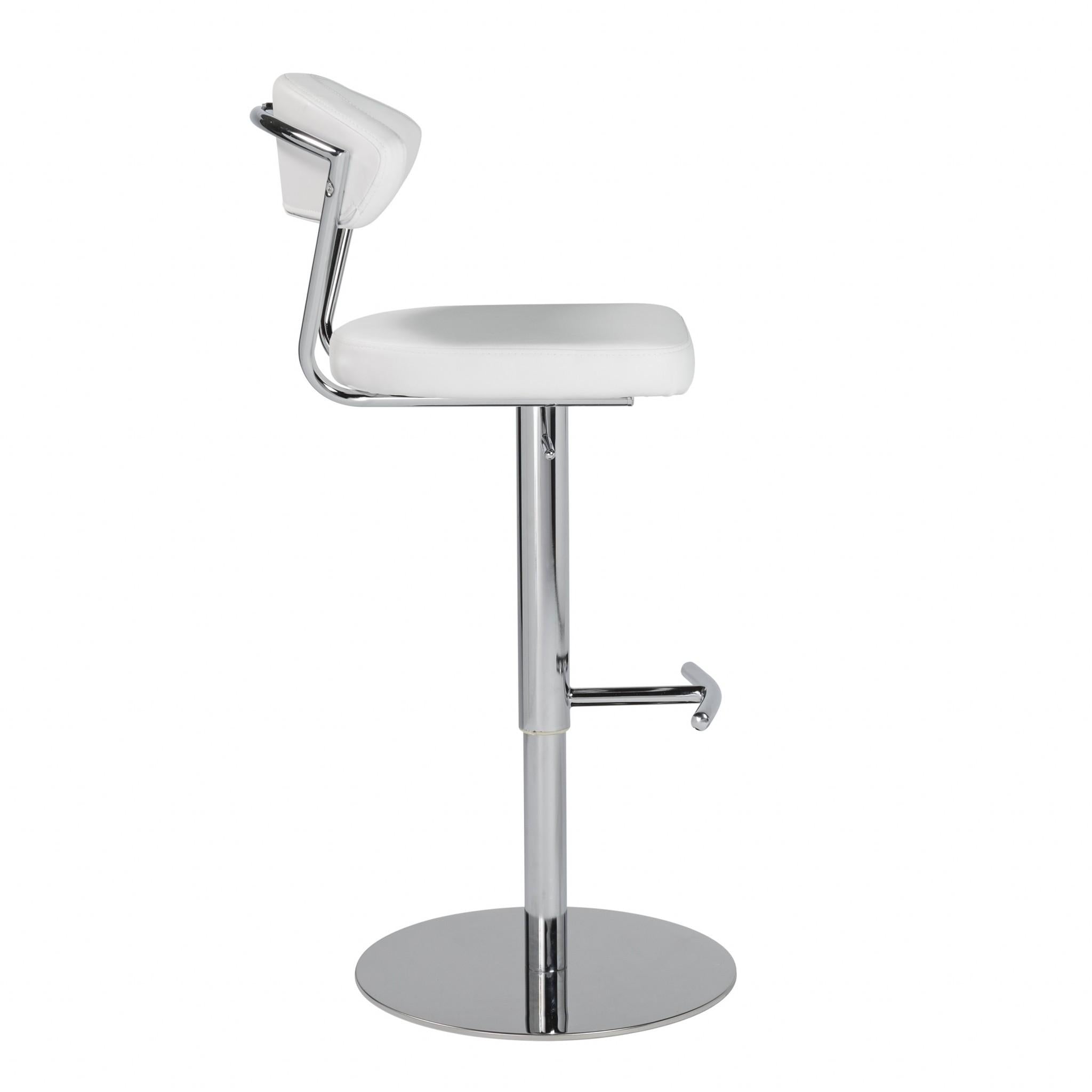 Adjustable Swivel White Faux Leather Aluminum Stool