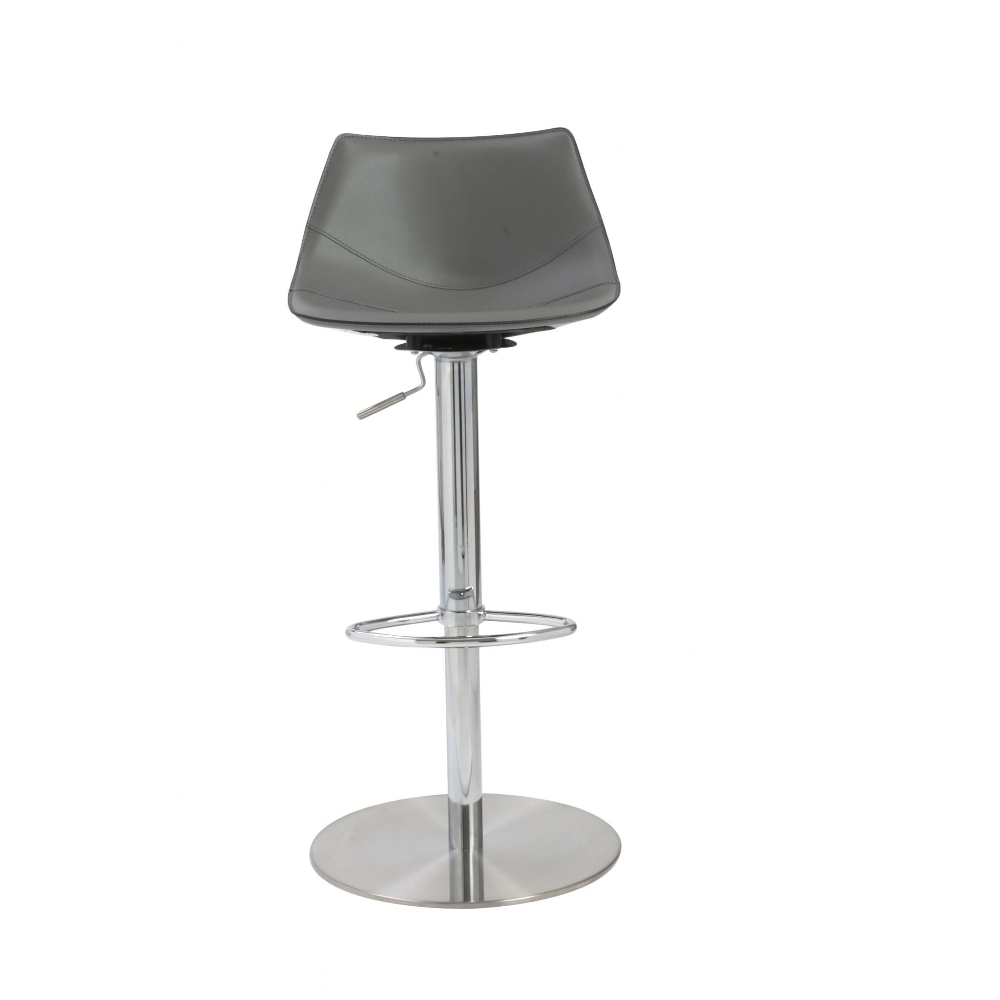 Edge Adjustable Swivel Gray Faux Leather Stool