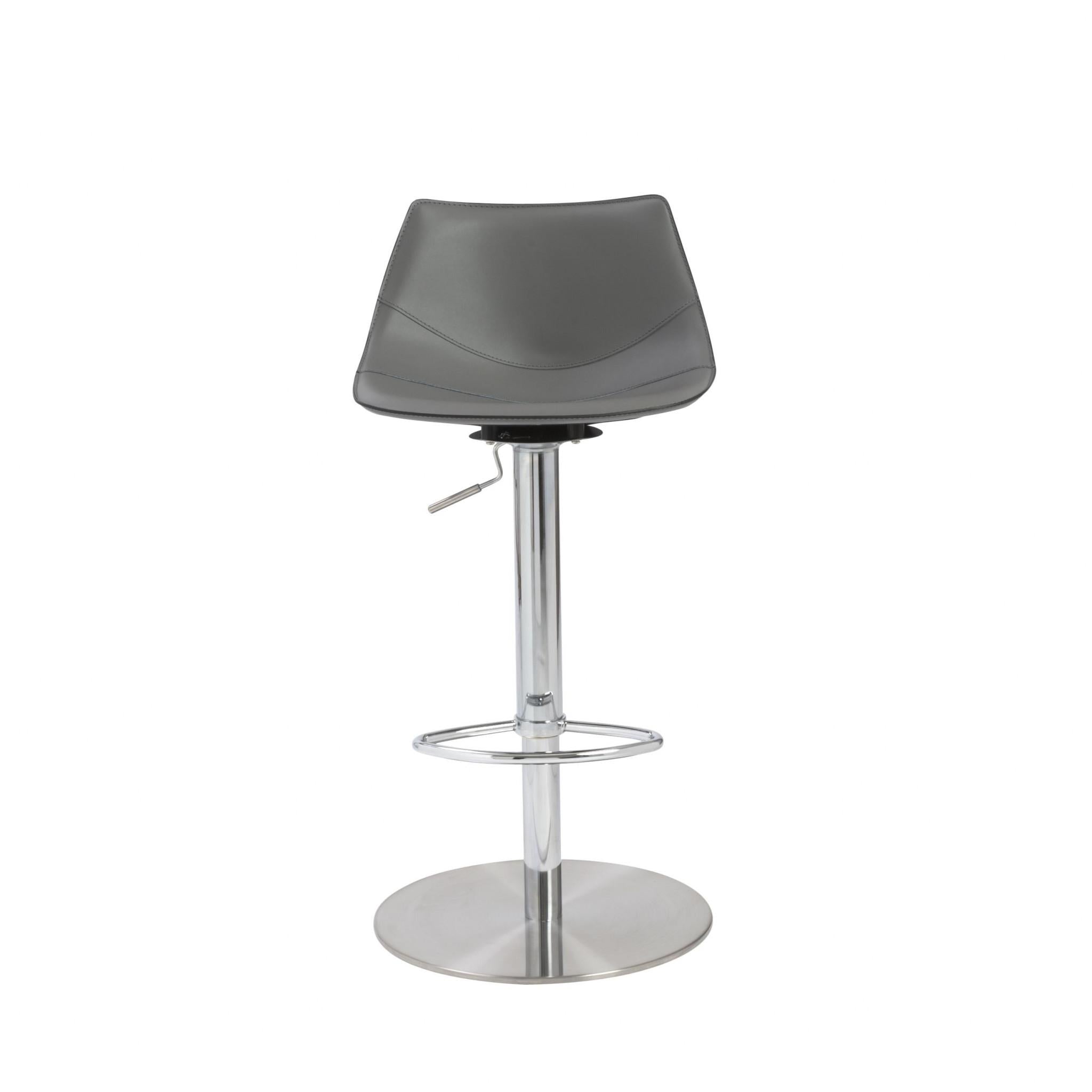 Edge Adjustable Swivel Gray Faux Leather Stool