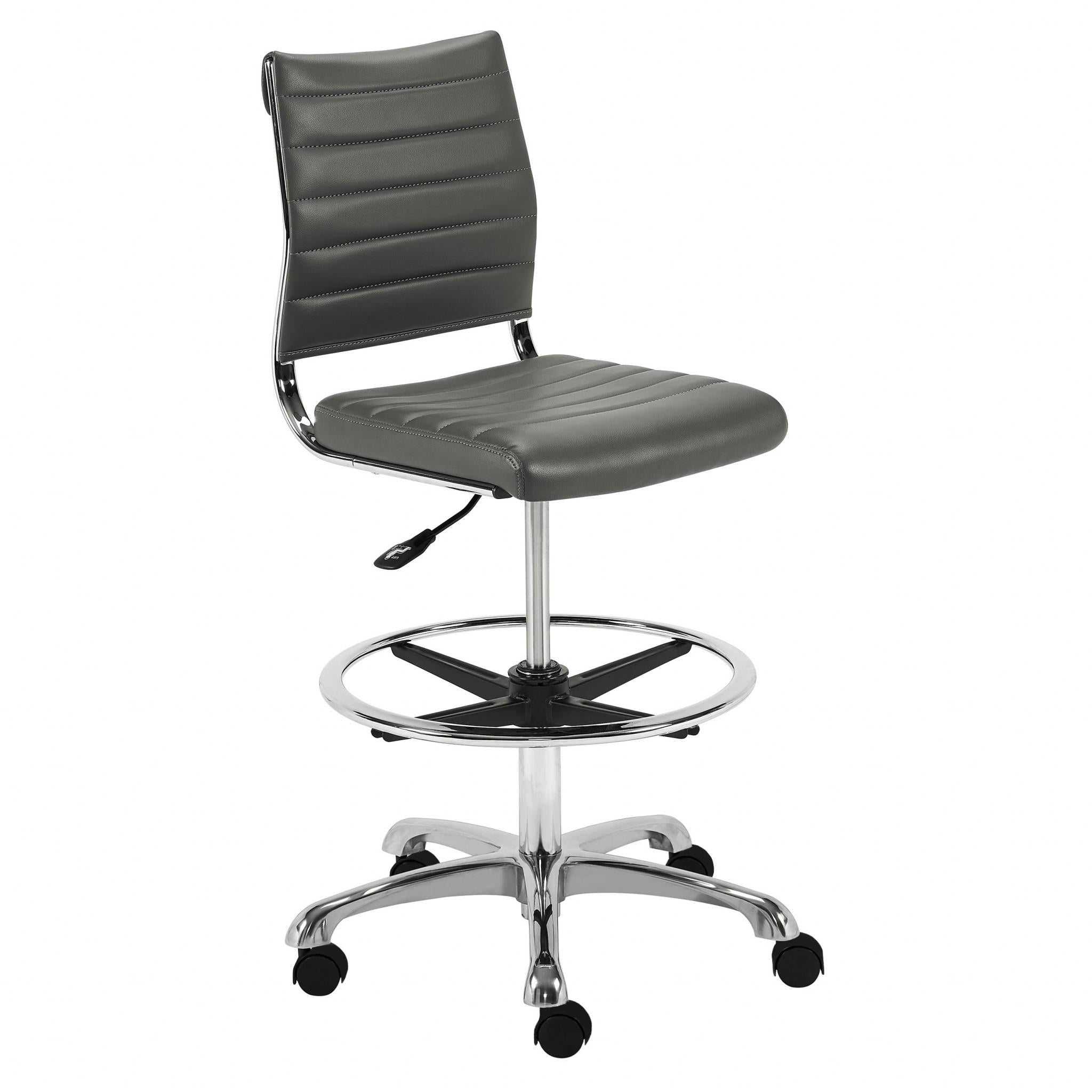 Adjustable Dark Gray Drafting Stool