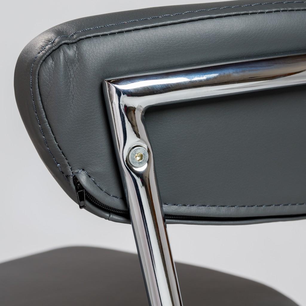 Set of Two Taper Black Faux Leather Counter Stools