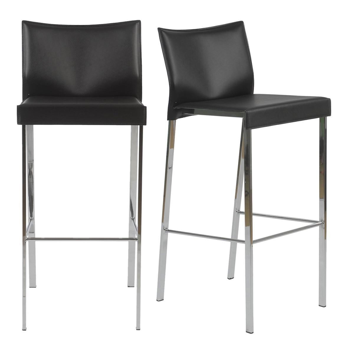 Set of Two Black Chrome Bar Stools