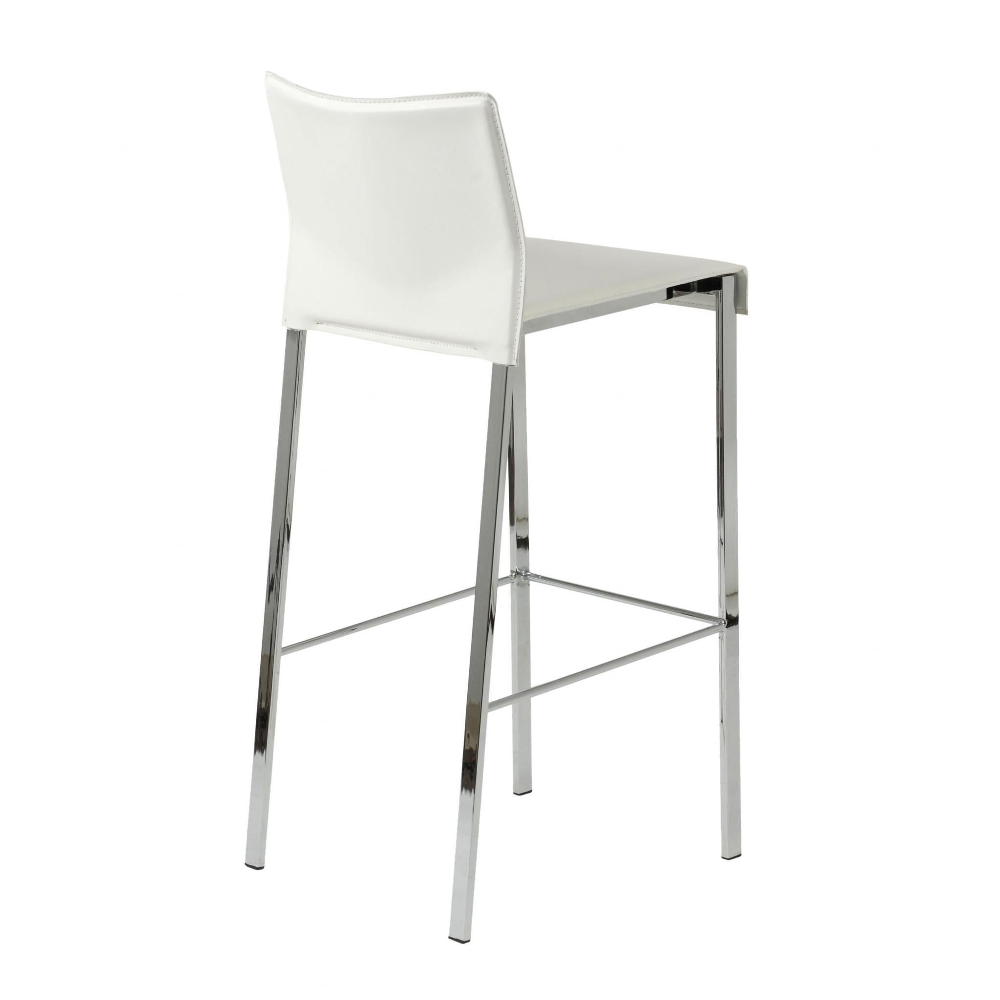 Set of Two White Chrome Bar Stools