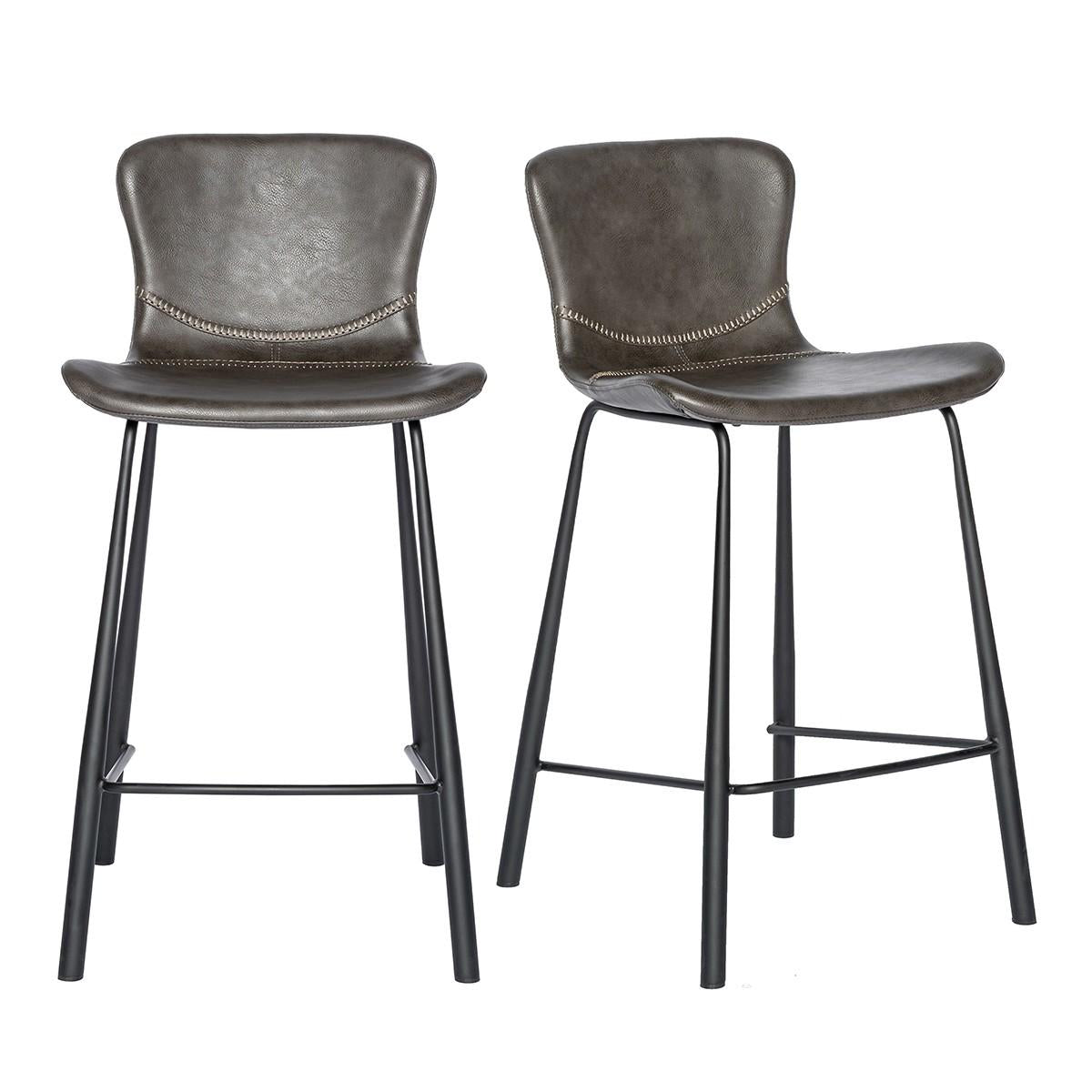 Set of Two Charcoal Counter Stools