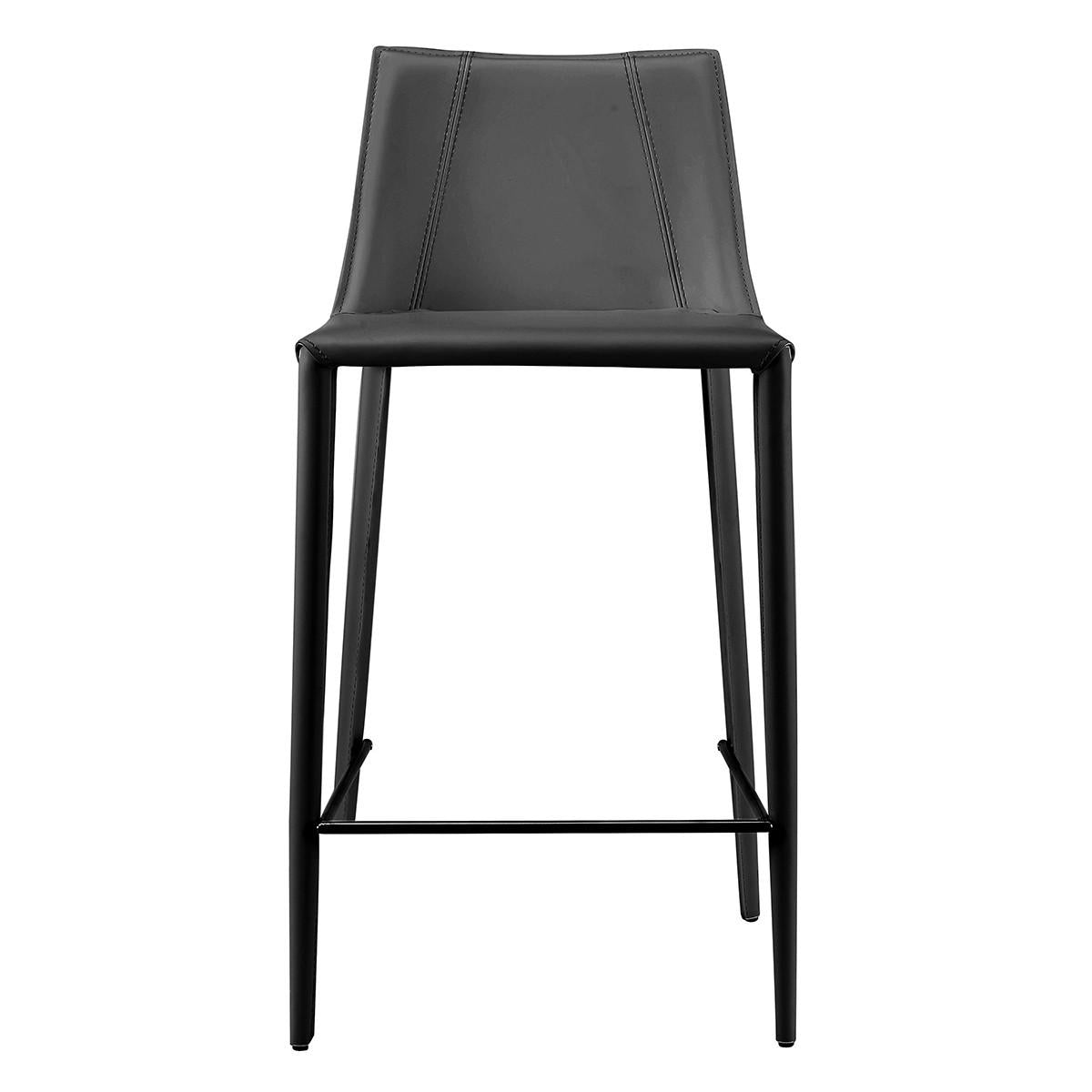 Rich Black Faux Leather Counter Stool