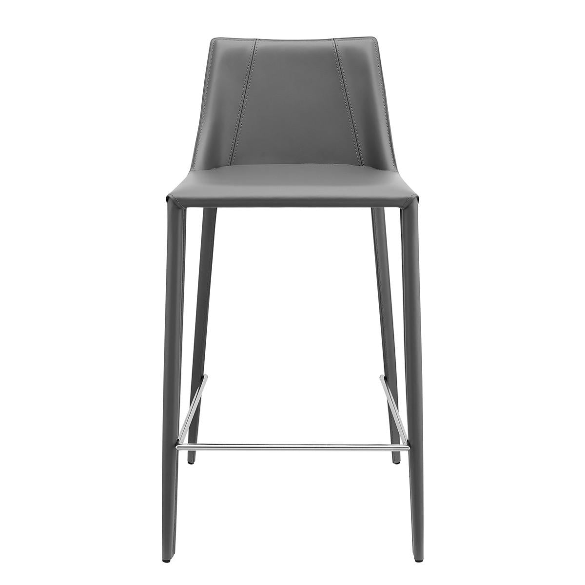 Rich Gray Faux Leather Counter Stool