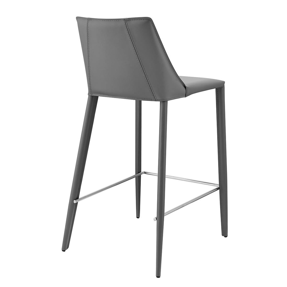 Rich Gray Faux Leather Counter Stool