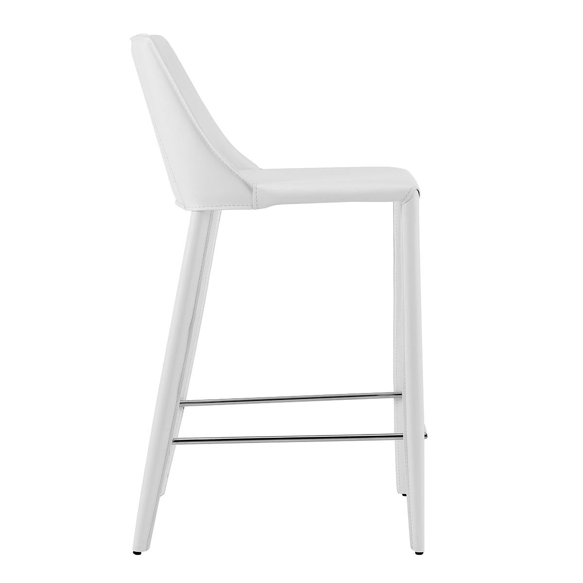 Rich White Faux Leather Counter Stool