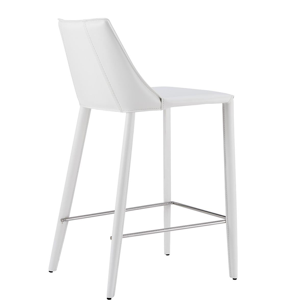 Rich White Faux Leather Counter Stool