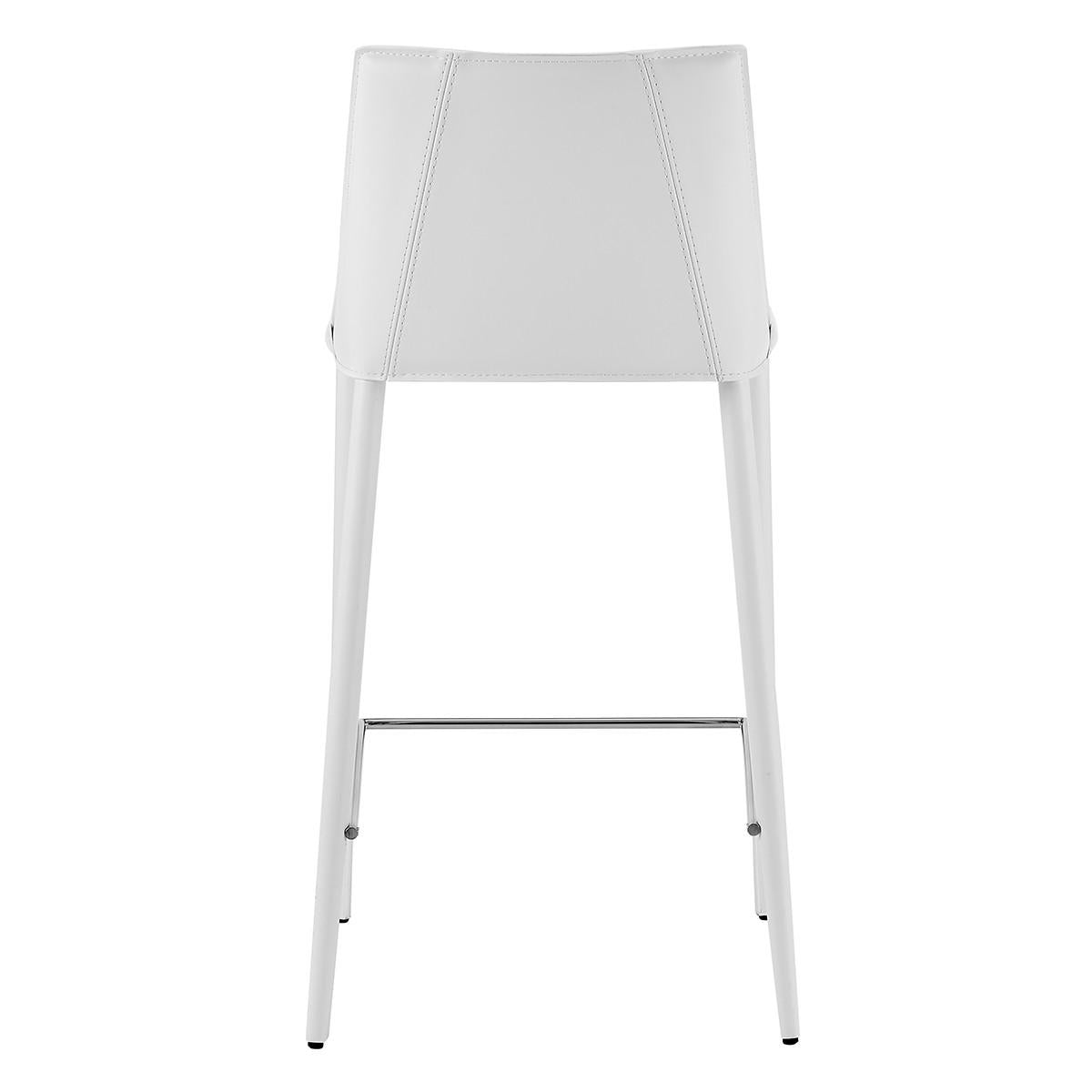 Rich White Faux Leather Counter Stool