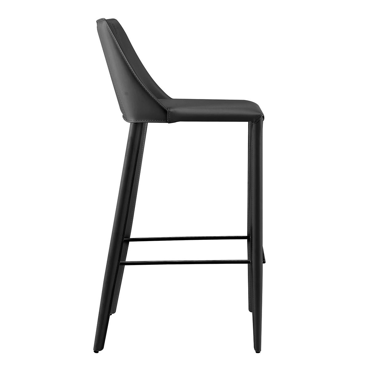 Rich Black Faux Leather Bar Stool