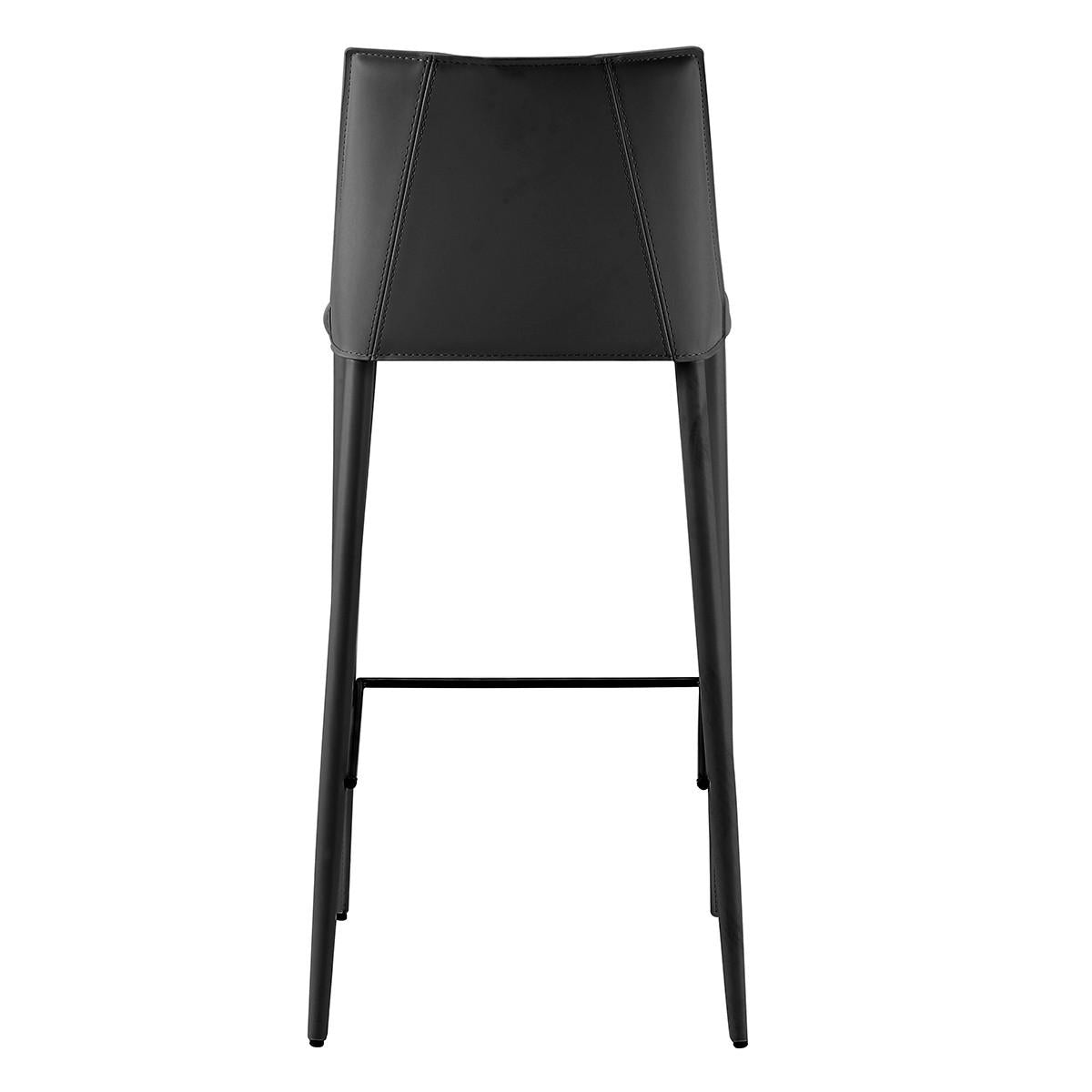 Rich Black Faux Leather Bar Stool