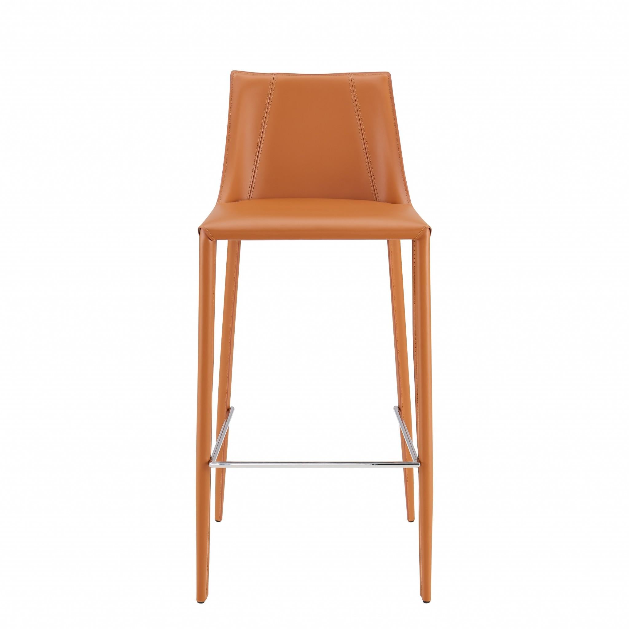 Rich Terra Cotta Faux Leather Bar Stool