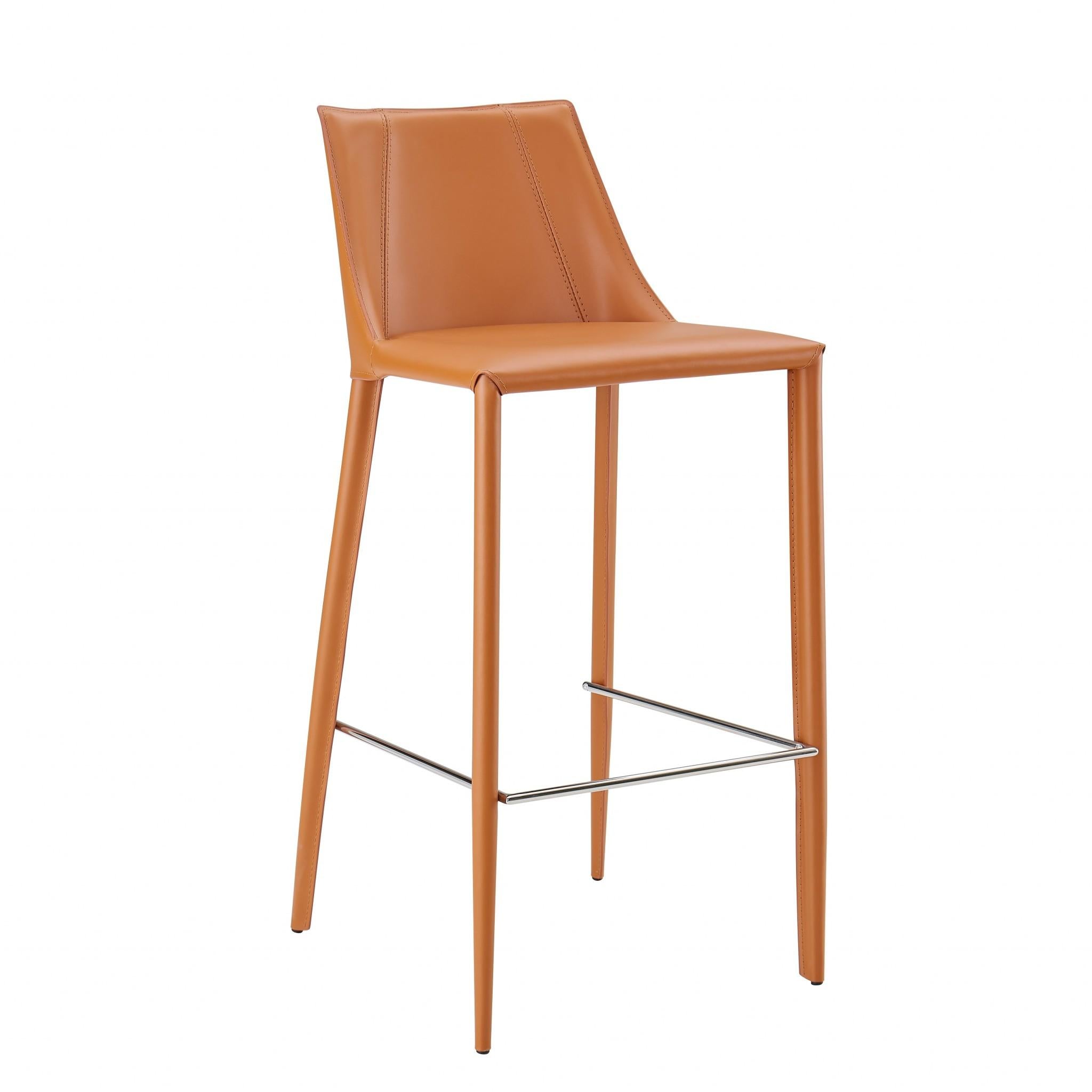 Rich Terra Cotta Faux Leather Bar Stool