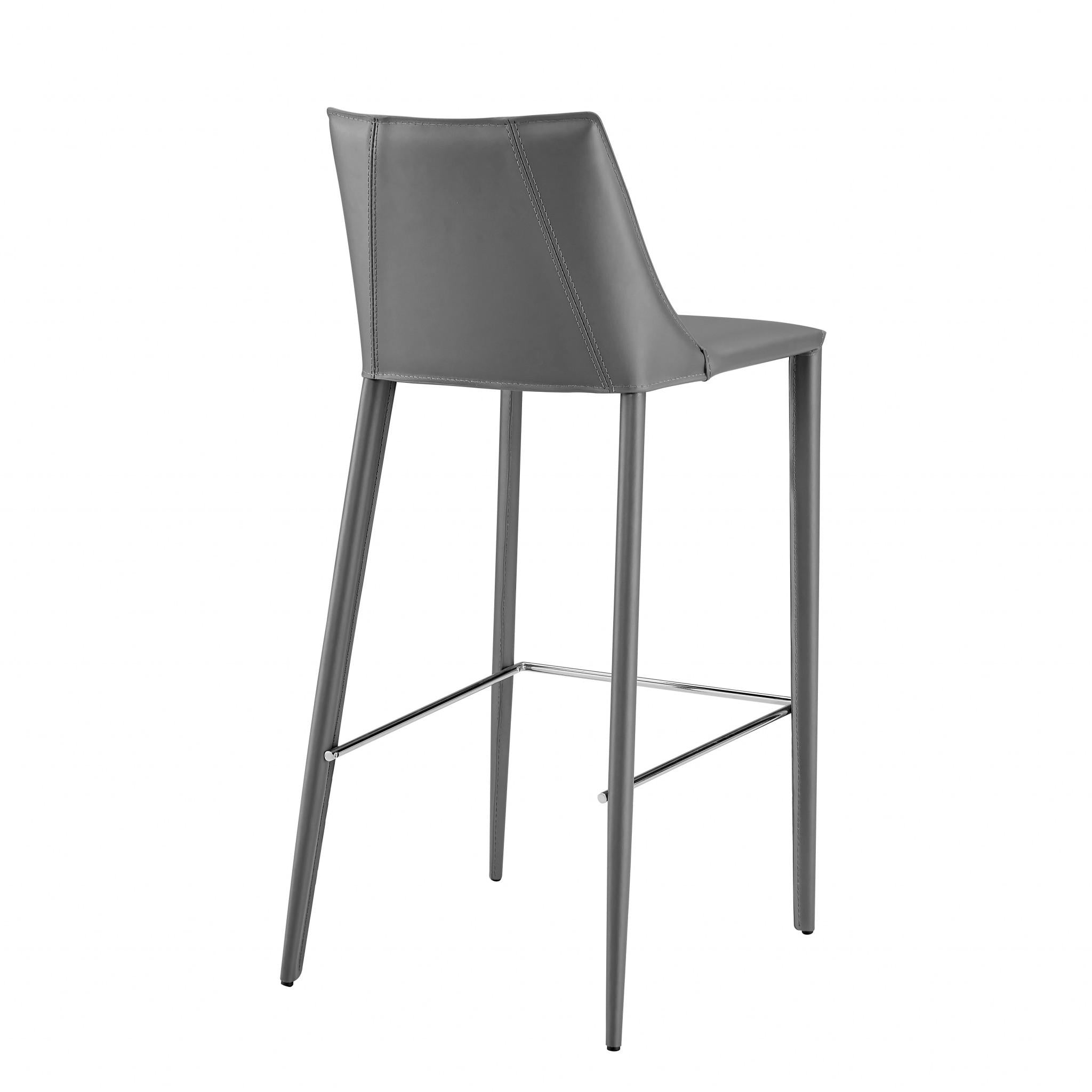 Rich Gray Faux Leather Bar Stool