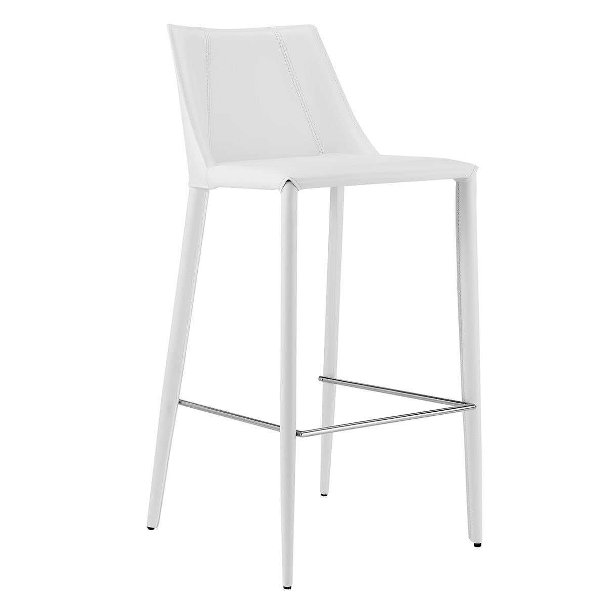 Rich White Faux Leather Bar Stool