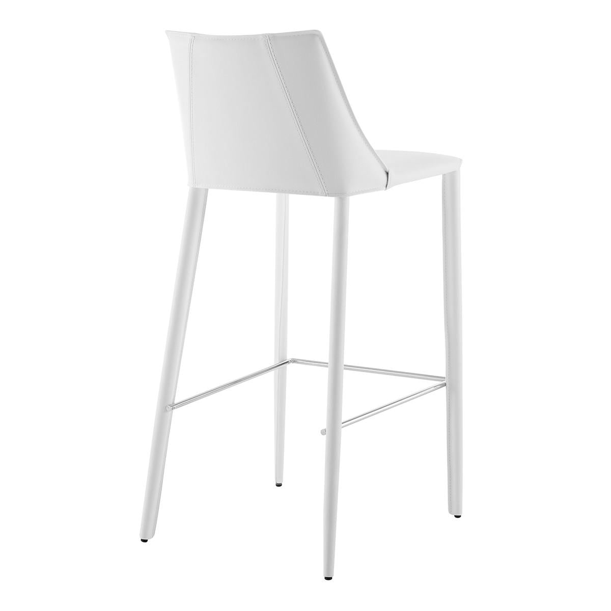 Rich White Faux Leather Bar Stool