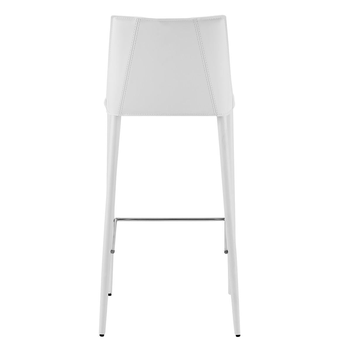 Rich White Faux Leather Bar Stool