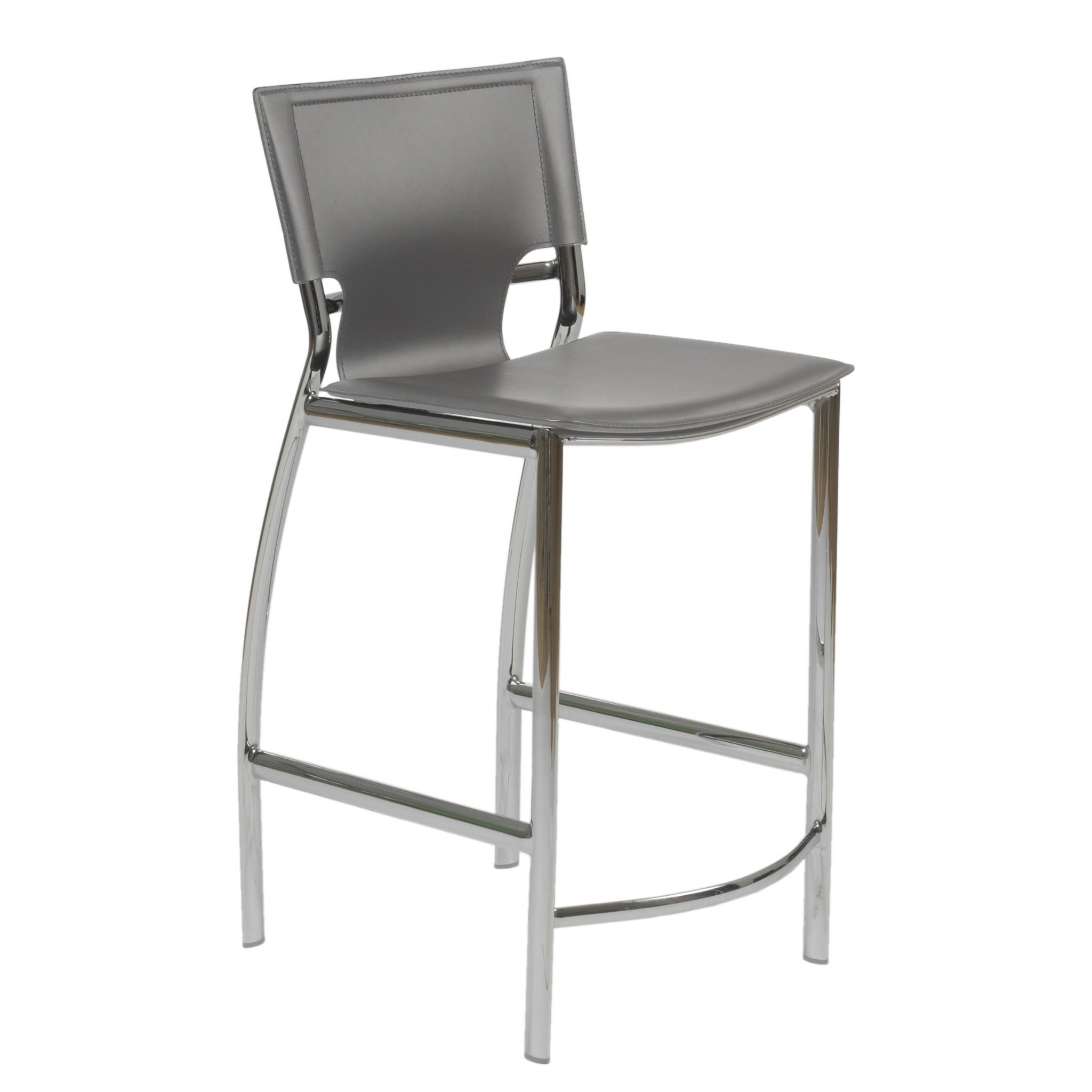 Set of Two Contemporary Gray Counter Stools