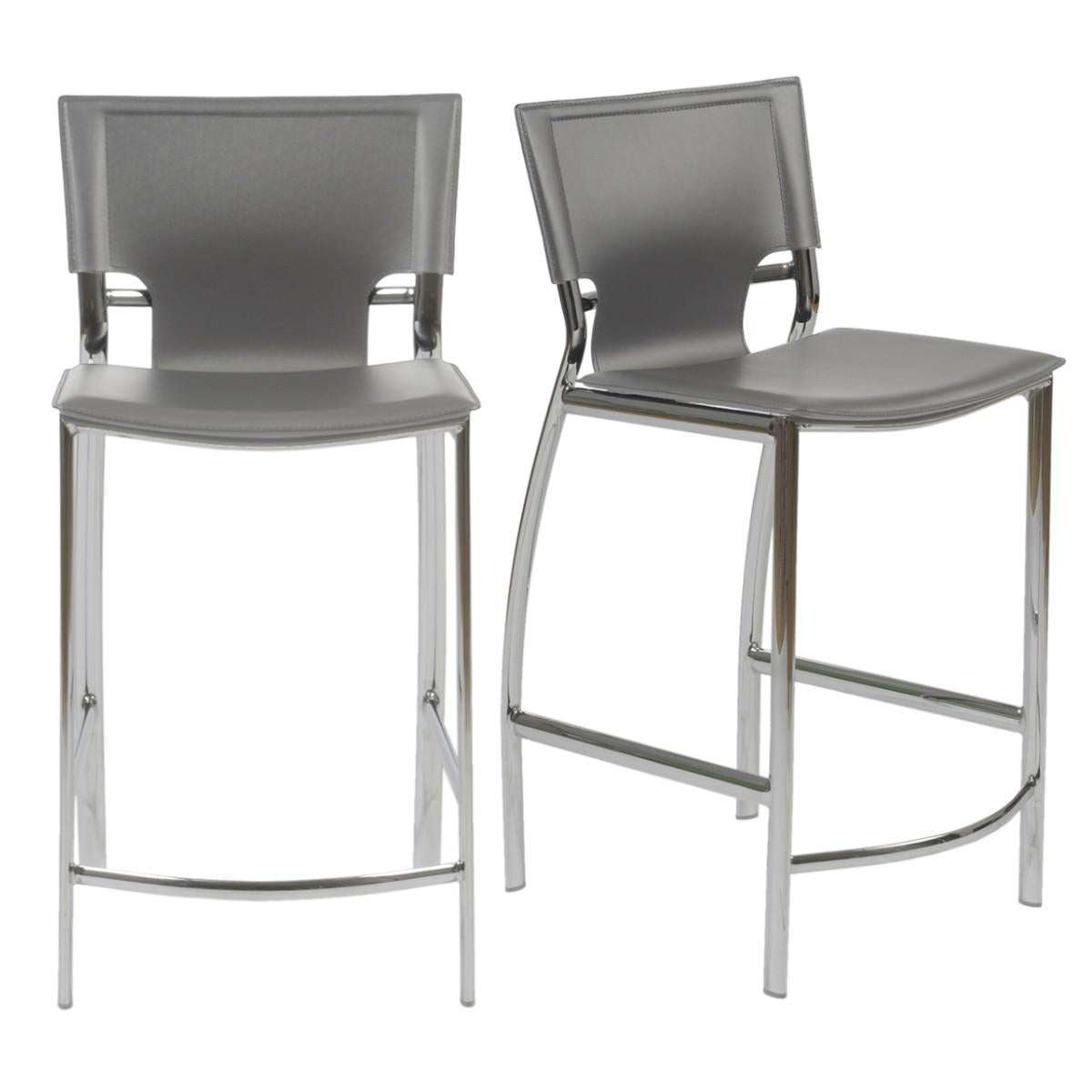 Set of Two Contemporary Gray Counter Stools