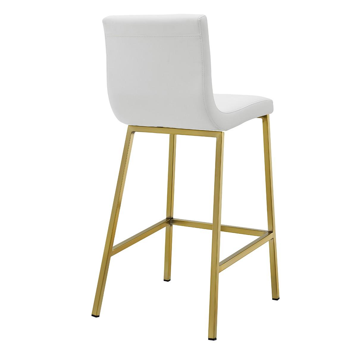 Set of Two Gray Faux leather and Gold Bar Stools