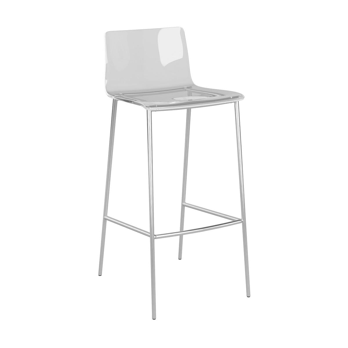 Set of Two Contemporary Acrylic and Nickel Bar Stools