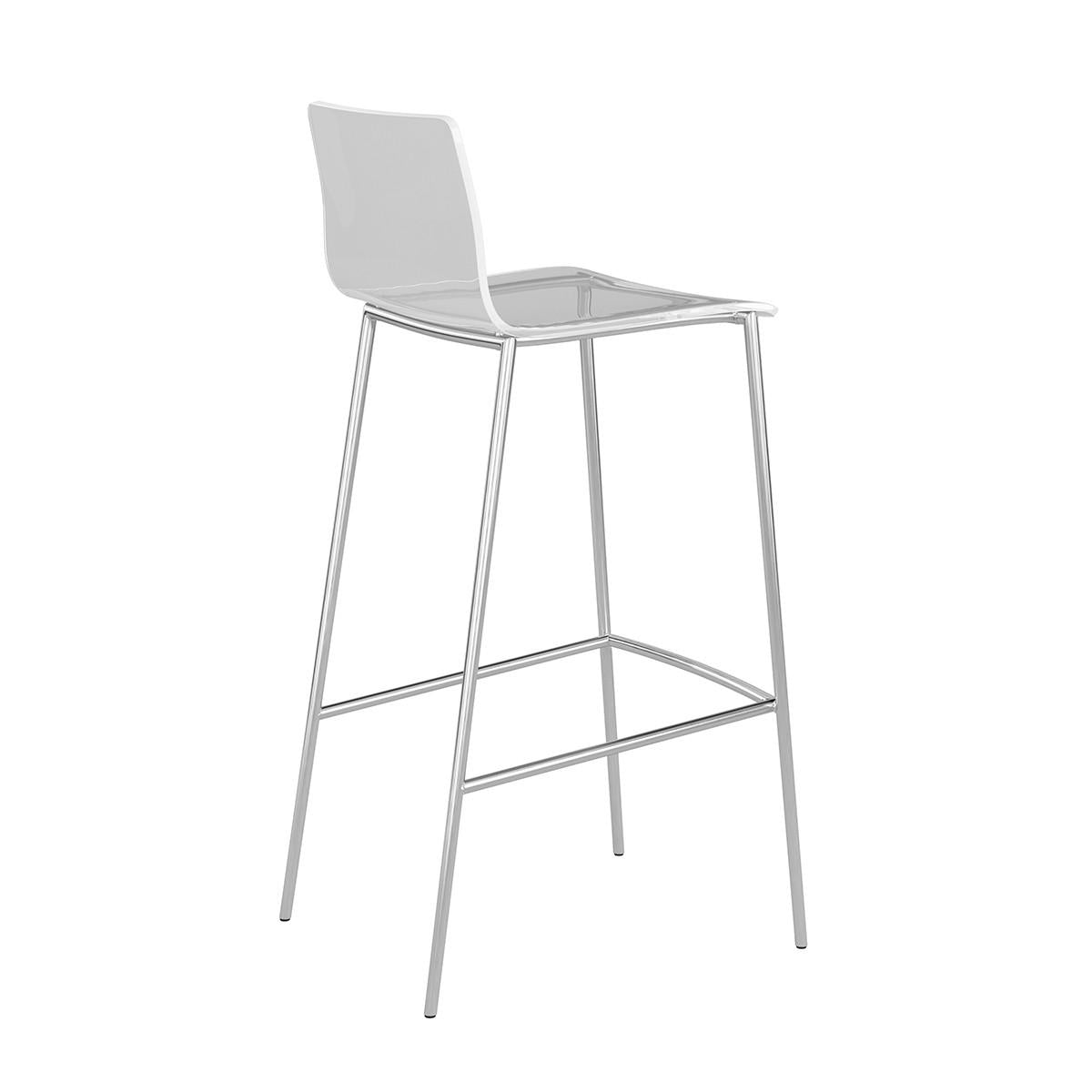 Set of Two Contemporary Acrylic and Nickel Bar Stools