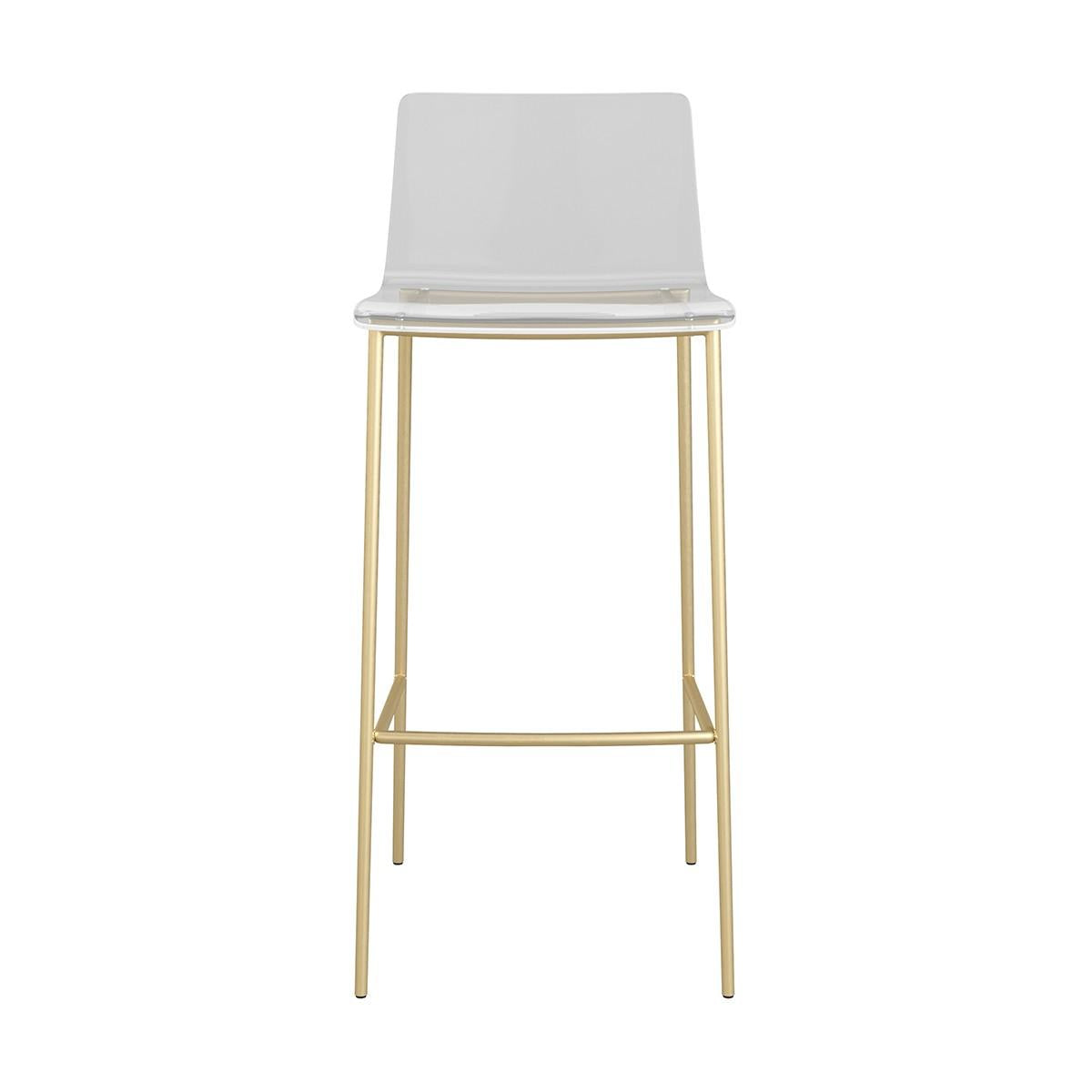 Set of Two Contemporary Acrylic and Gold Bar Stools