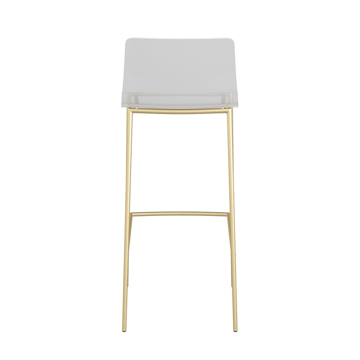 Set of Two Contemporary Acrylic and Gold Bar Stools