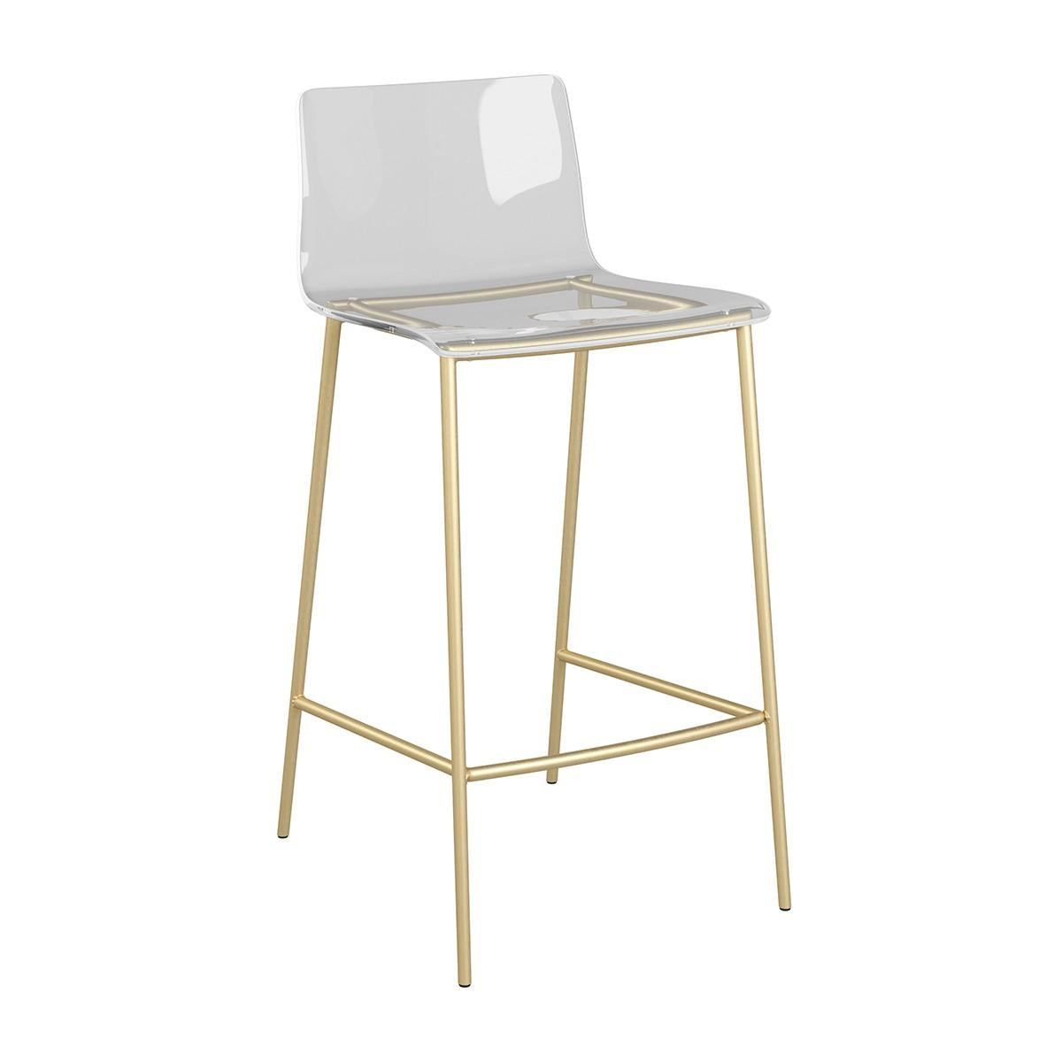 Set of Two Contemporary Acrylic and Gold Counter Stools