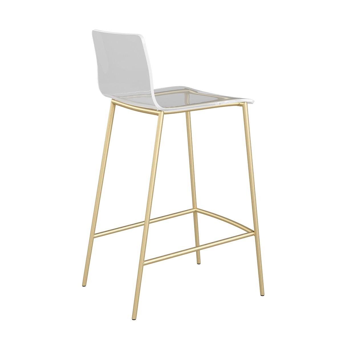 Set of Two Contemporary Acrylic and Gold Counter Stools